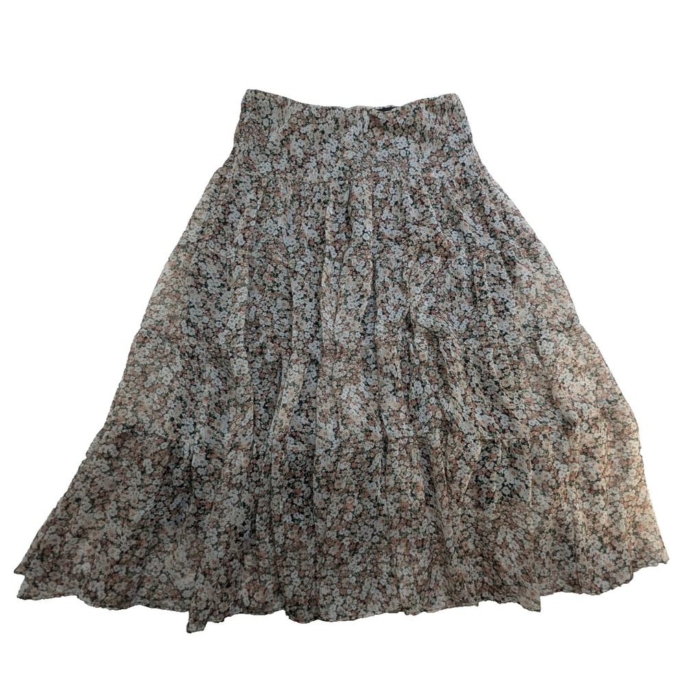 Lauren Ralph Lauren Petite Medium Floral Tiered Midi Maxi Skirt Boho Cottagecore